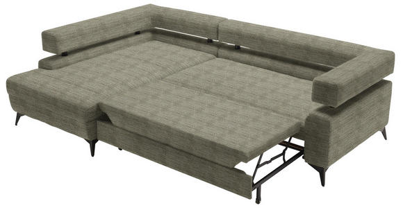 ECKSOFA in Chenille Olivgrün  - Schwarz/Olivgrün, KONVENTIONELL, Textil/Metall (184/265cm) - Hom`in