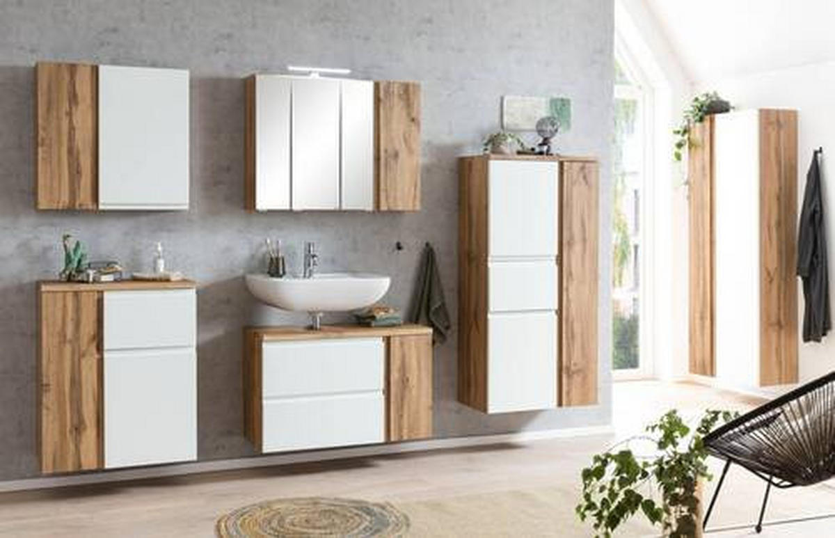 MIDISCHRANK 65/130/35 cm  - Weiss/Eiche Wotan, Modern, Holzwerkstoff/Kunststoff (65/130/35cm) - Held