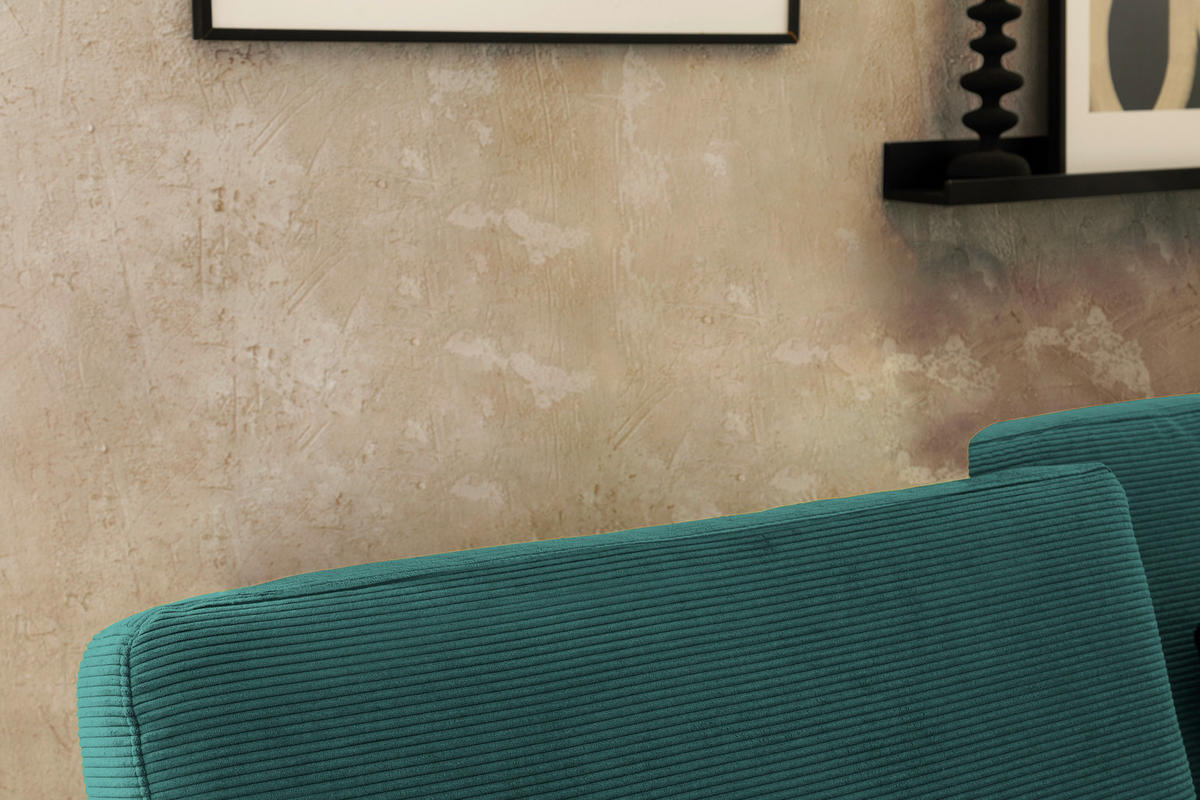 ECKSOFA in Cord Grün  - Schwarz/Grün, Design, Textil/Metall (298/185cm) - Pure Home Lifestyle