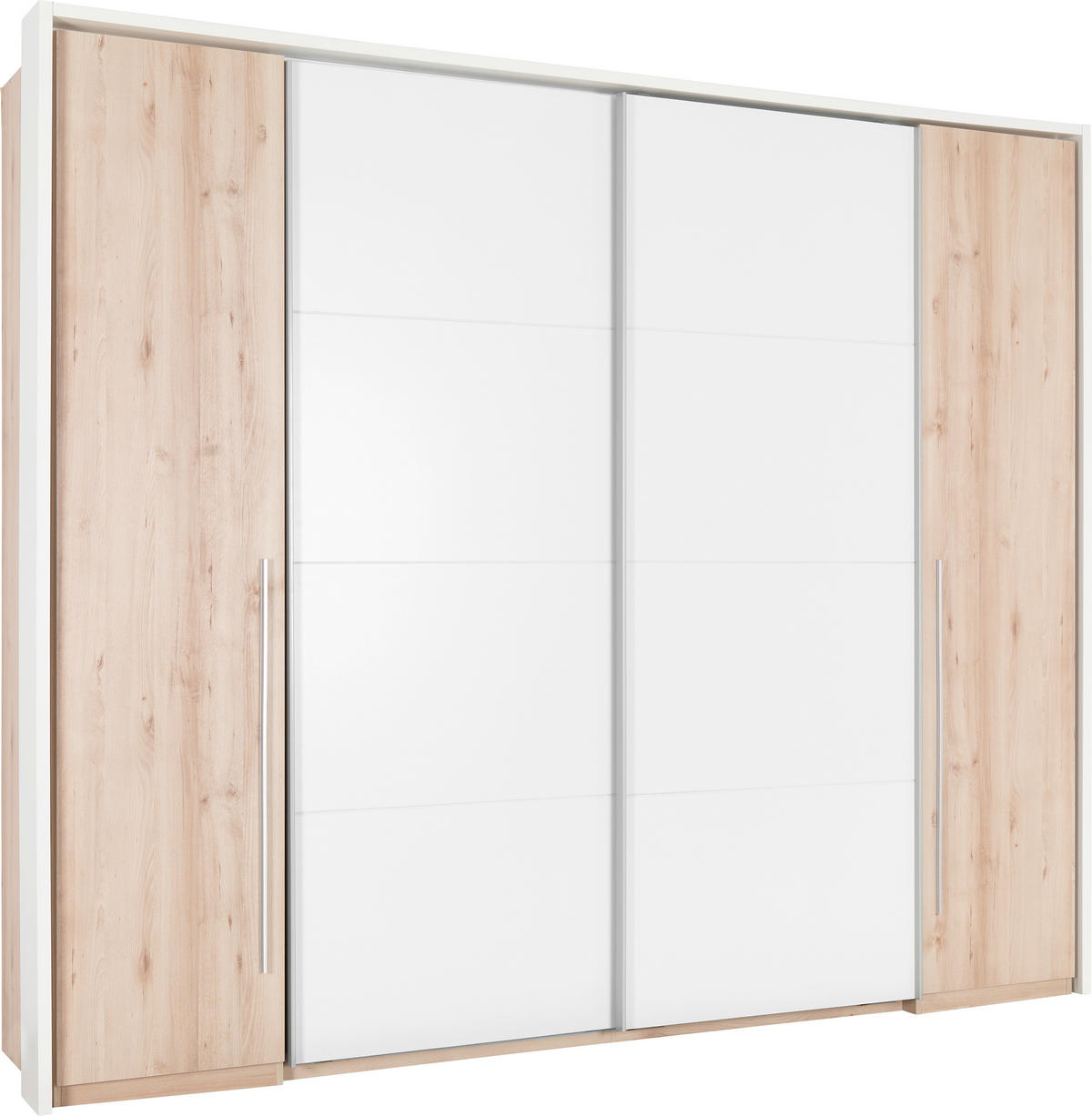 OMARA ZA OBLAČILA, bela, barve bukve  - bela/barve aluminija, Design, umetna masa/leseni material (270/225/61cm) - Ti'me