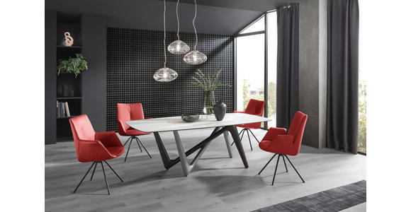 ARMLEHNSTUHL  Beinauswahl, Lederauswahl, Typenauswahl, Sitzfläche 360° drehbar  Echtleder  - Weinrot/Schwarz, Design, Leder/Metall (60/90/61cm) - Dieter Knoll