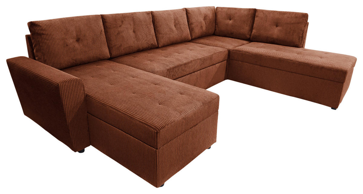 WOHNLANDSCHAFT TERMOLI Rostfarben Cord  - Rostfarben/Schwarz, Design, Kunststoff/Textil (155/300/212cm) - MID.YOU