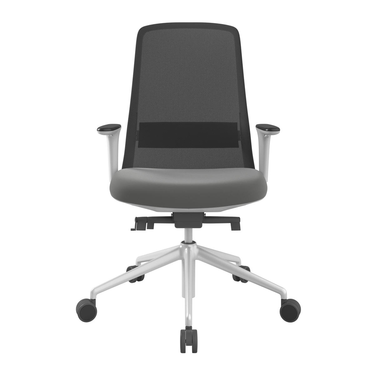 DREHSTUHL Lederlook Grau, Schwarz, Weiß  - Schwarz/Weiß, MODERN, Kunststoff/Textil (70/103-115/70cm)