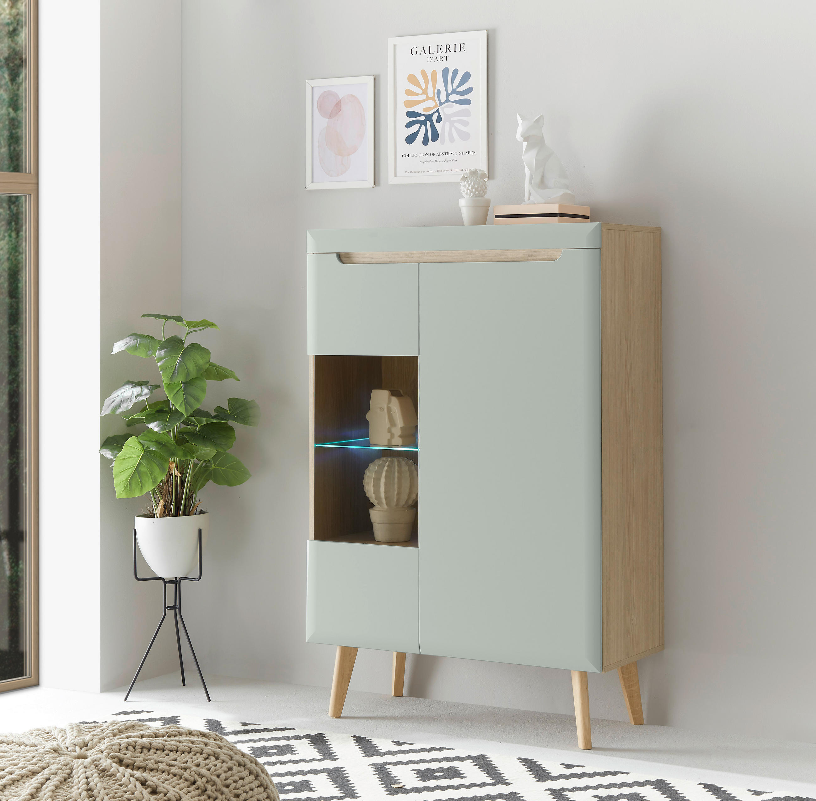HIGHBOARD  in 90/134/40 cm  - Eichefarben/Grün, Design, Holzwerkstoff (90/134/40cm) - MID.YOU