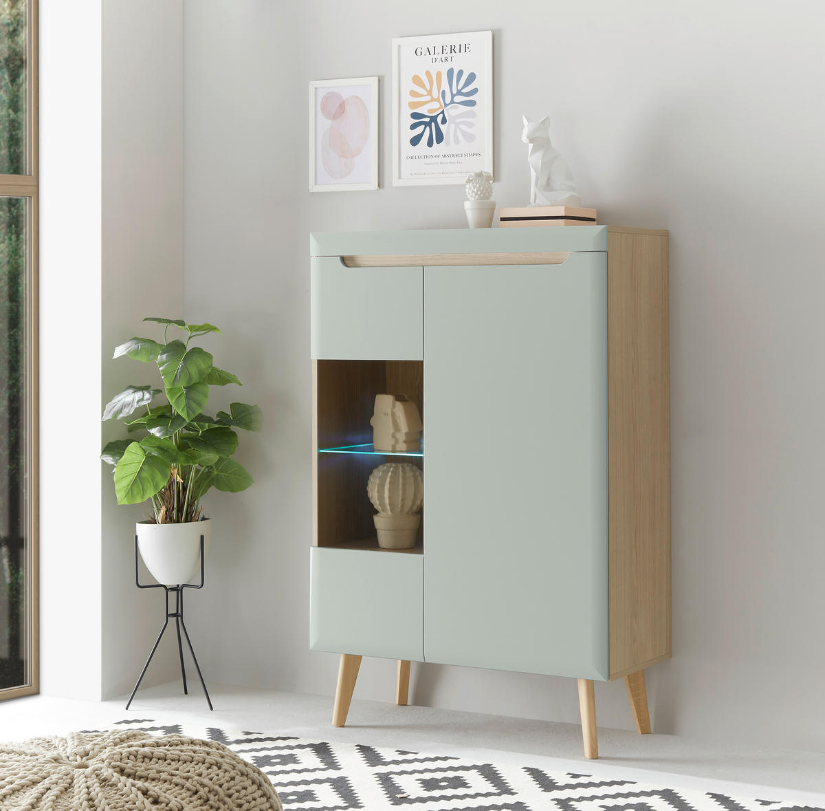 HIGHBOARD  in 90/134/40 cm  - Eichefarben/Grün, Design, Holzwerkstoff (90/134/40cm) - MID.YOU