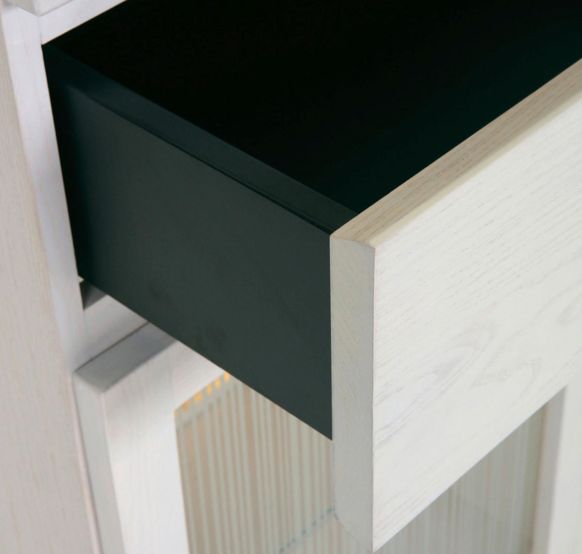 HIGHBOARD BORAS, 90/145/43 cm, 2 Schublade(n)  - Schwarz/Weiß, MODERN, Glas/Holz (90/145/43cm) - Lomoco