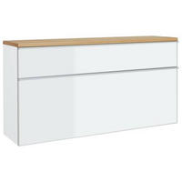 VISEČA OMARA ZA ČEVLJE furnirano bela, barve hrasta - srebrne barve/barve hrasta, Design, kovina/steklo (120/61/31cm) - Novel