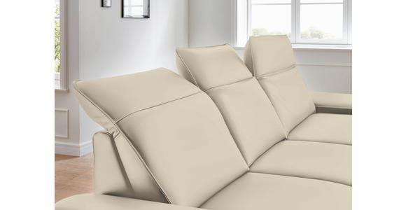 ECKSOFA in Echtleder Creme  - Creme/Schwarz, Design, Leder/Metall (328/193cm) - Dieter Knoll