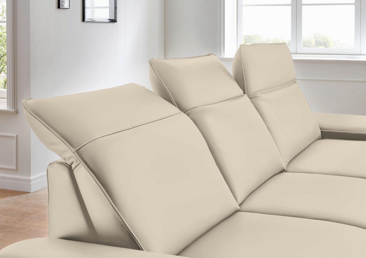ECKSOFA in Echtleder Creme  - Creme/Schwarz, Design, Leder/Metall (328/193cm) - Dieter Knoll