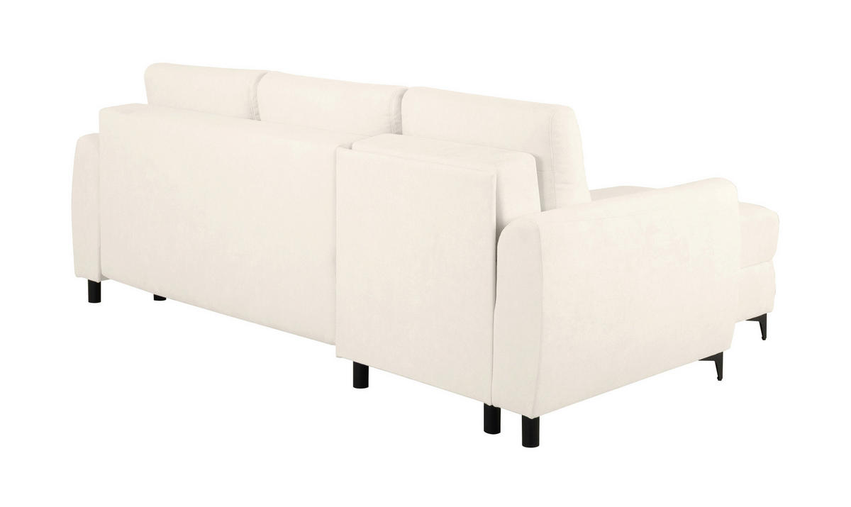 ECKSOFA Moli Creme Bouclé  - Creme/Schwarz, Design, Textil/Metall (236/148cm) - MID.YOU