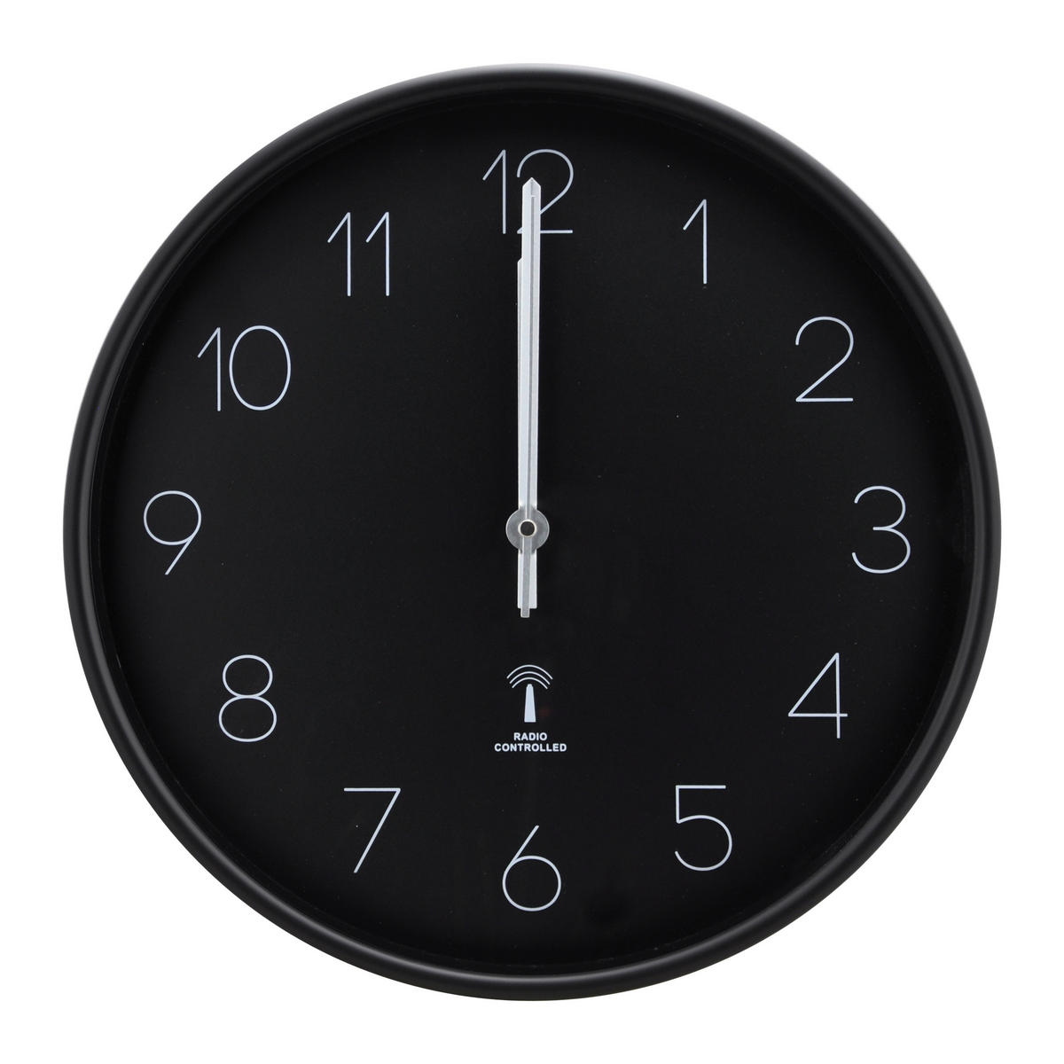 RÁDIOM RIADENÉ HODINY čierna 37,8 cm - čierna, Basics, plast/sklo (37,8cm) - Ambia Home