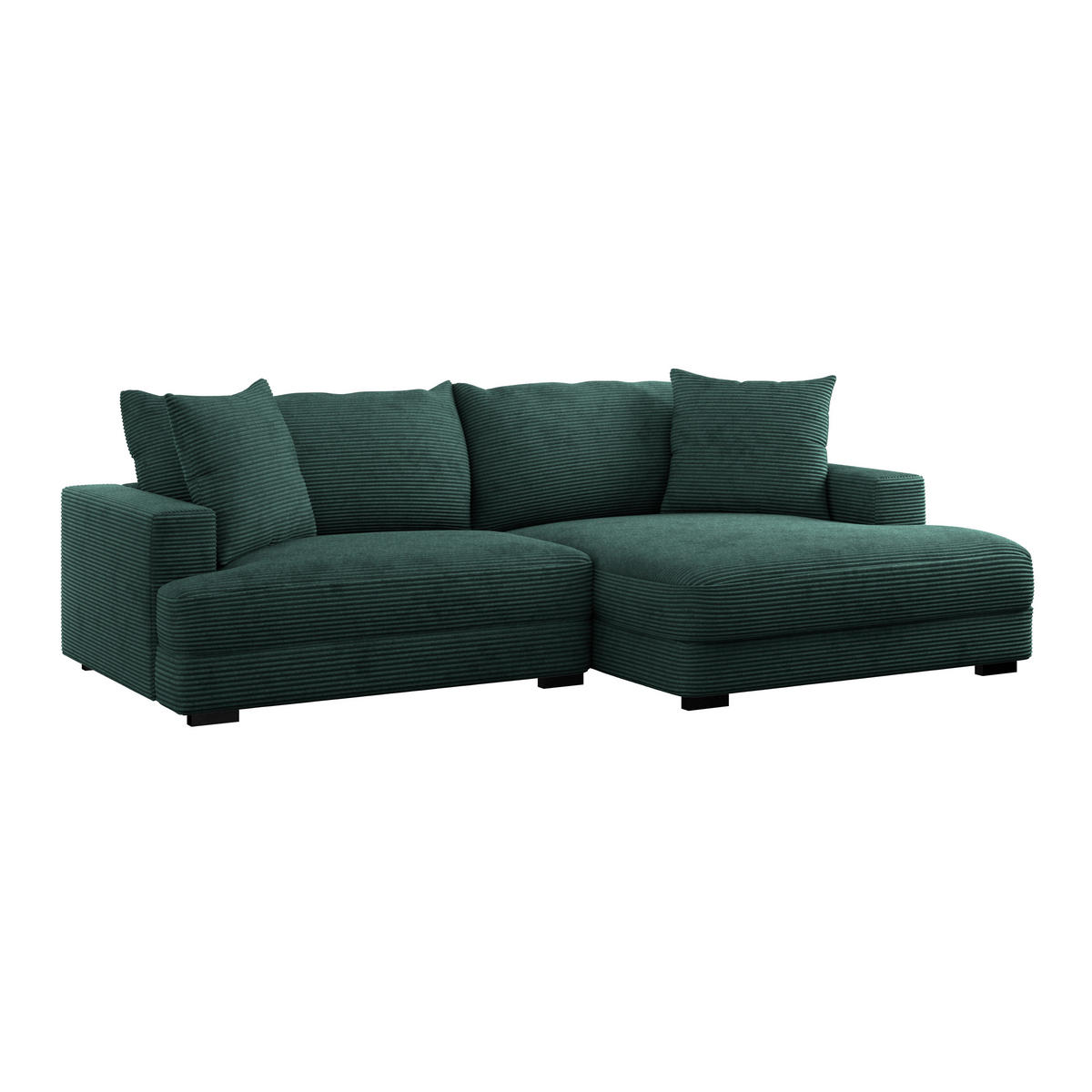 ECKSOFA Dunkelgrün Cord  - Dunkelgrün/Schwarz, MODERN, Textil (265/180cm) - P & B