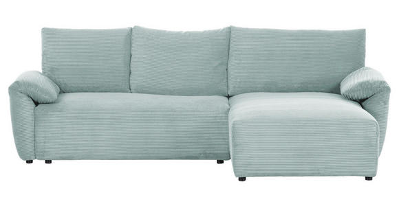 ECKSOFA Mintgrün Cord Rückenkissen, Schlaffunktion, Rücken echt, Stauraum, Liegefläche im Originalstoff  - Schwarz/Mintgrün, KONVENTIONELL, Kunststoff/Textil (266/180cm) - Carryhome