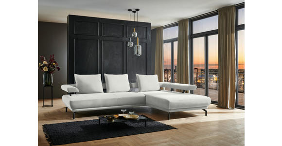 ECKSOFA in Chenille Ecru  305/224 cm  - Ecru/Schwarz, Design, Textil/Metall (305/224cm) - Dieter Knoll