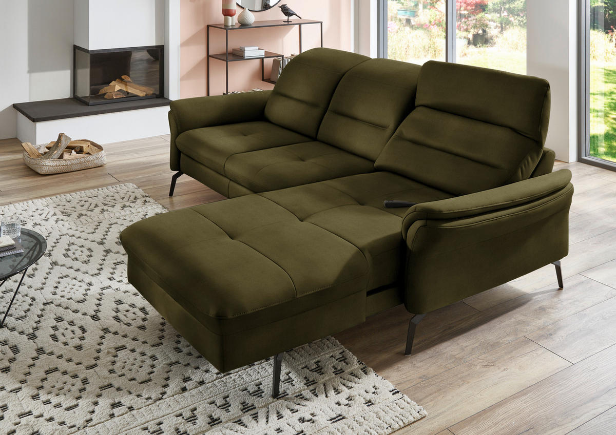 ECKSOFA in Flachgewebe Grün  - Schwarz/Grün, Konventionell, Textil/Metall (260/181cm) - Beldomo Speed