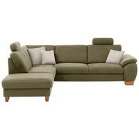 ECKSOFA in Mikrofaser Hellgrün  - Wildeiche/Beige, Konventionell, Holz/Textil (236/286cm) - Voleo