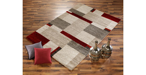 WEBTEPPICH 65/130 cm Palazzo Bloc Braun, Rot, Beige - Beige/Rot, KONVENTIONELL, Textil (65/130cm) - Novel
