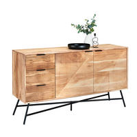 ŠIROKÁ KOMODA, akácie, černá, barvy akácie, 145/80/45 cm - černá/barvy akácie, Trend, kov/dřevo (145/80/45cm) - Ambia Home
