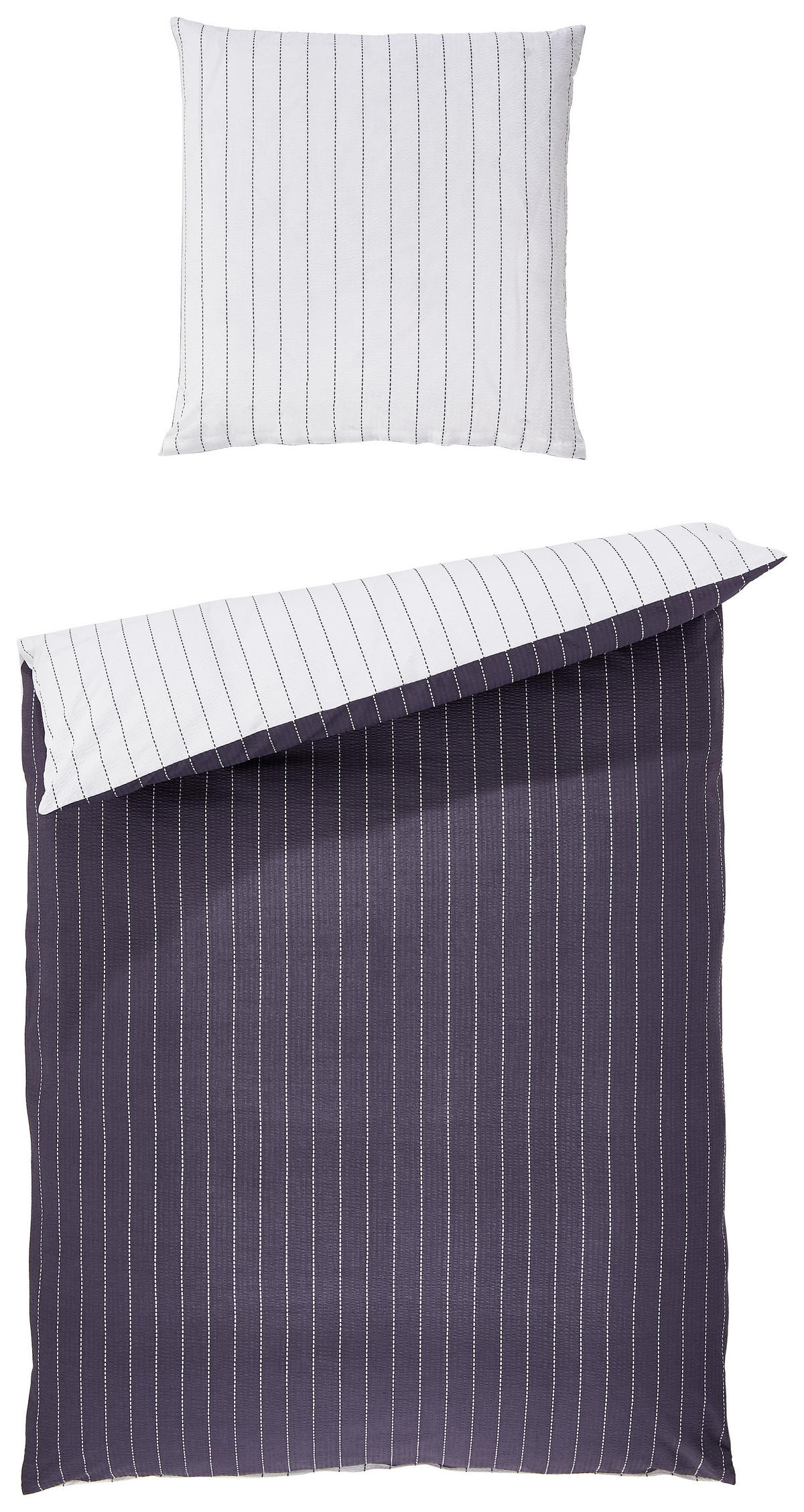 WENDEBETTWÄSCHE TANGO Seersucker 135/200 cm  - Titanfarben, KONVENTIONELL, Textil (135/200cm) - Janine
