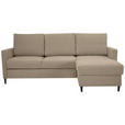 ECKSOFA in Chenille Graubraun  - Graubraun/Schwarz, KONVENTIONELL, Holz/Textil (159/221cm) - Carryhome