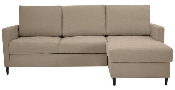 ECKSOFA in Chenille Graubraun  - Graubraun/Schwarz, KONVENTIONELL, Holz/Textil (159/221cm) - Carryhome