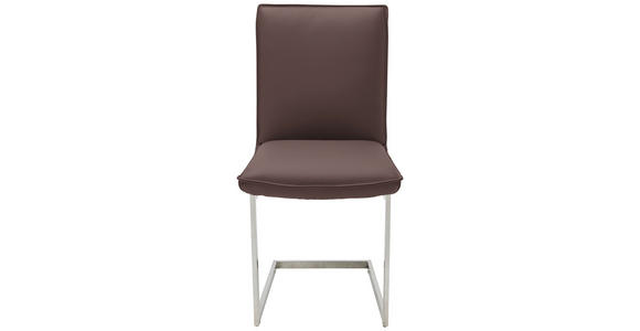 SCHWINGSTUHL  in Nickel Echtleder pigmentiert  - Edelstahlfarben/Beige, Design, Leder/Metall (48/93/65cm) - Ambiente