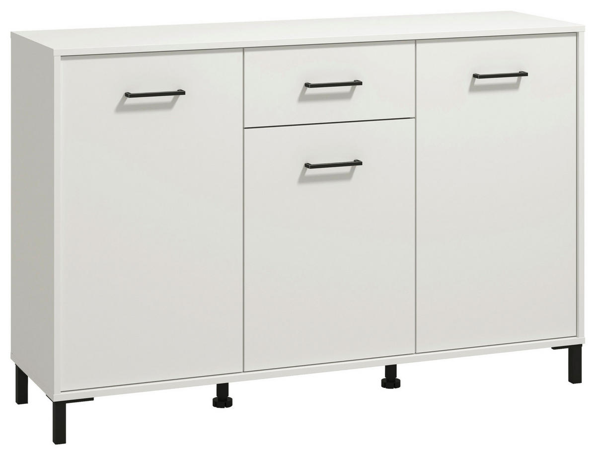 KOMODA, bela  - črna/bela, Konvencionalno, umetna masa/leseni material (138/90/40cm) - Carryhome