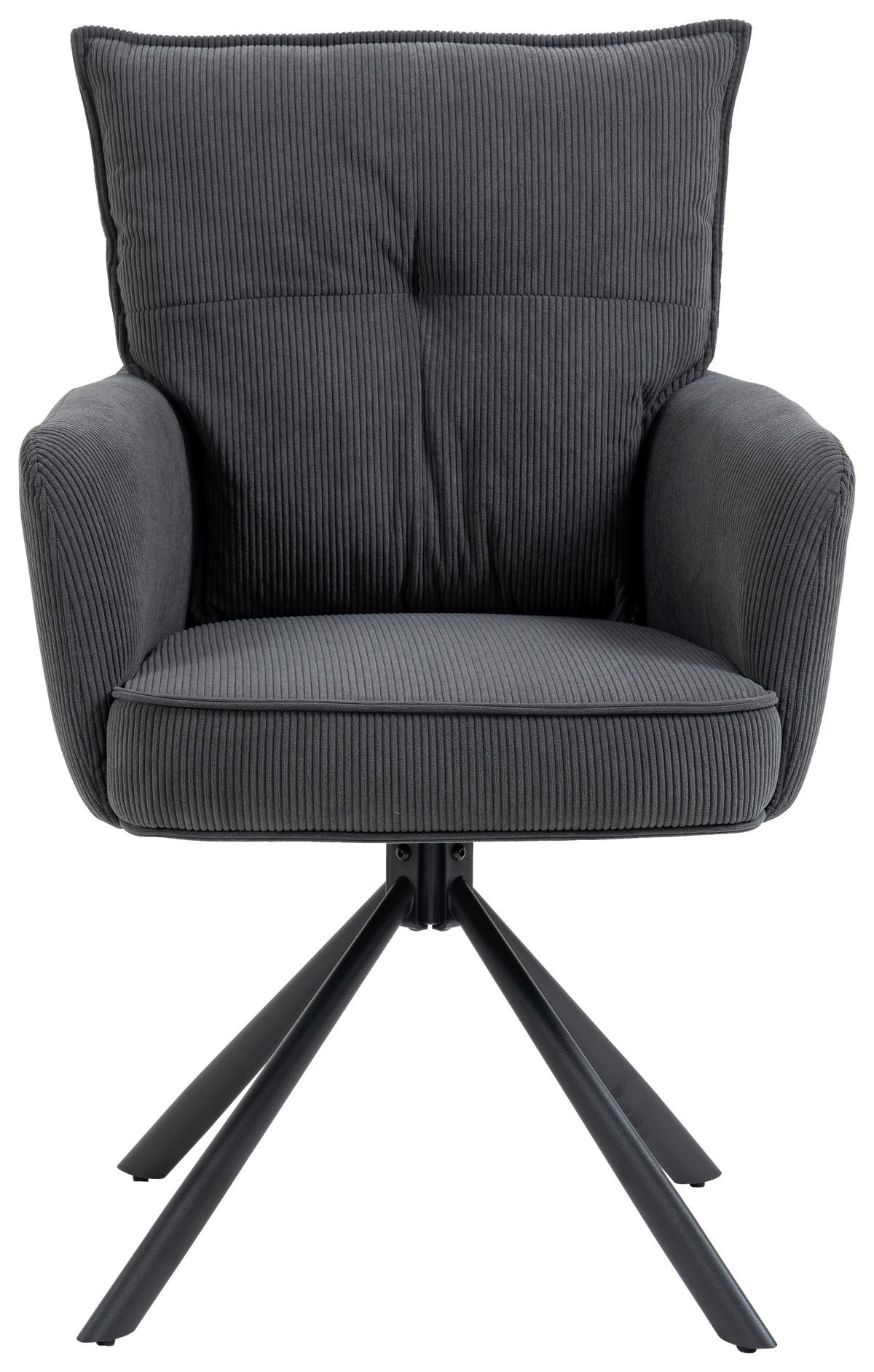 ARMLEHNSTUHL  in Eisen Cord  - Anthrazit/Schwarz, Design, Textil/Metall (60/95/67cm) - Novel