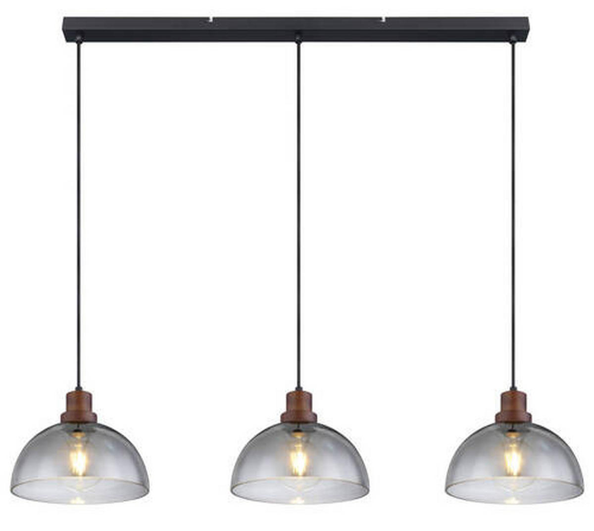 HÄNGELEUCHTE 109/25/120 cm    - Schwarz/Braun, Design, Glas/Holz (109/25/120cm) - Globo