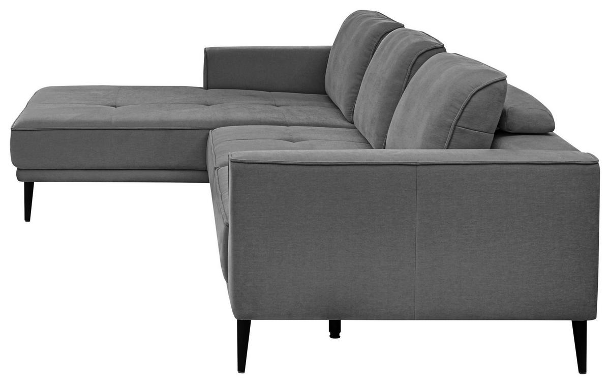 ECKSOFA Anthrazit Flachgewebe  - Anthrazit/Schwarz, KONVENTIONELL, Textil/Metall (193/279cm) - SetOne by Musterring