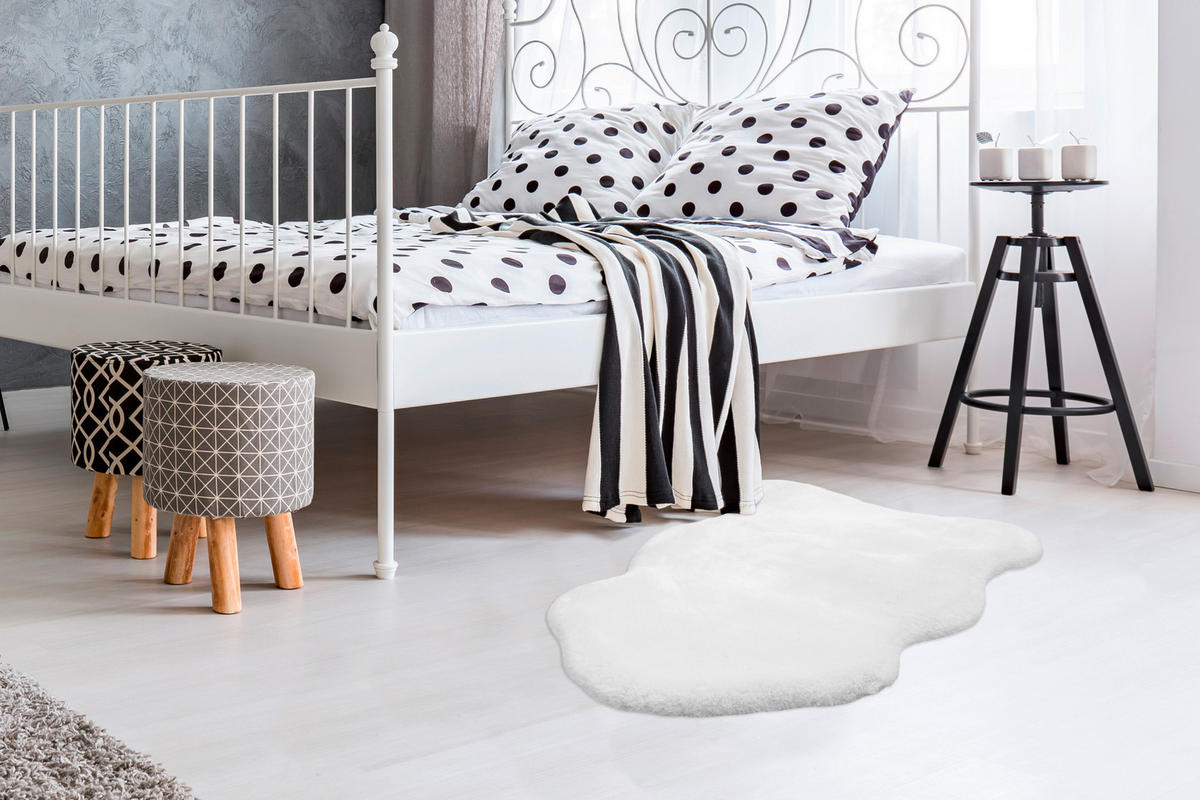 KOŽUŠINOVÝ KOBEREC, 60/90 cm, biela - biela, Trend, textil (60/90cm)