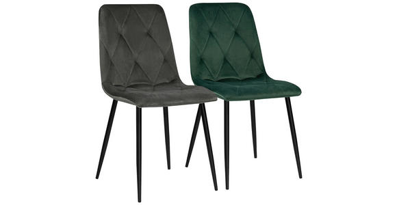 STUHL , , Samt  - Dunkelgrau/Schwarz, Design, Textil/Metall (43/84/56cm) - Carryhome