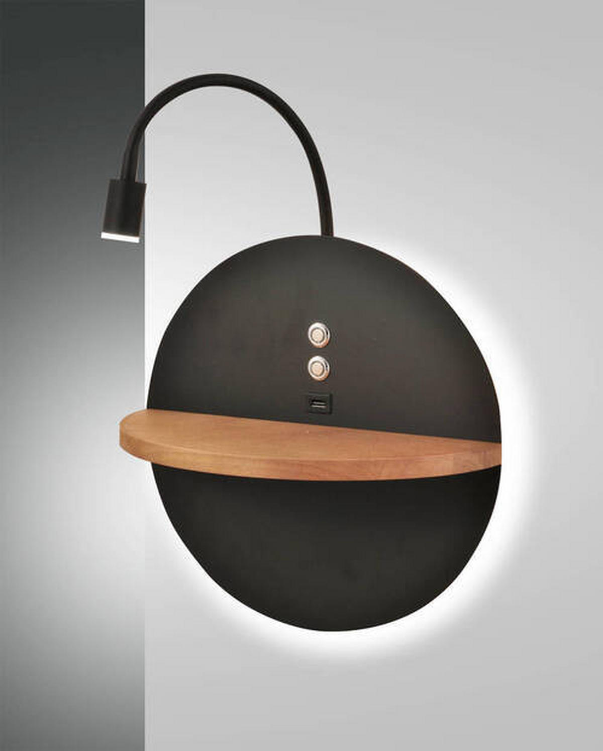 LED-WANDLEUCHTE Dual 30/62 cm   - Schwarz, Design, Holz/Metall (30/62cm) - Fabas Luce