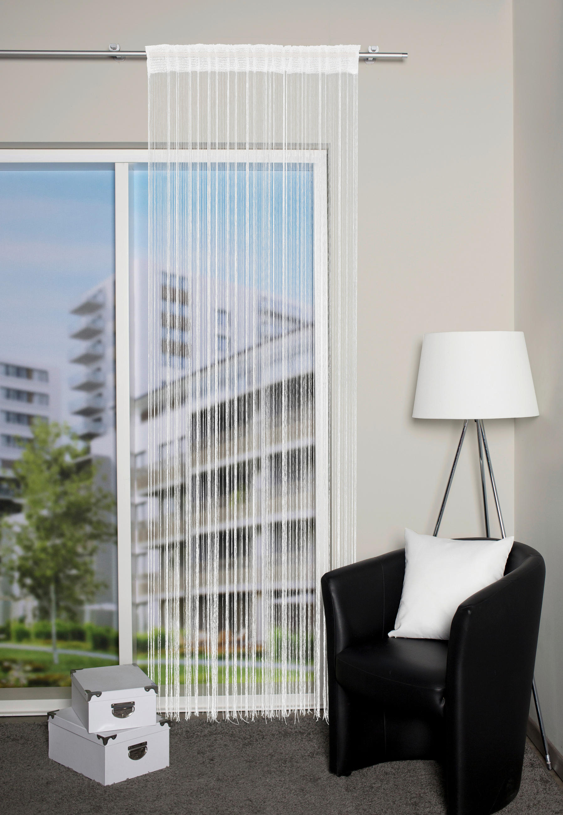 FADENVORHANG      145/245 cm  - Weiß, Basics, Textil (145/245cm)