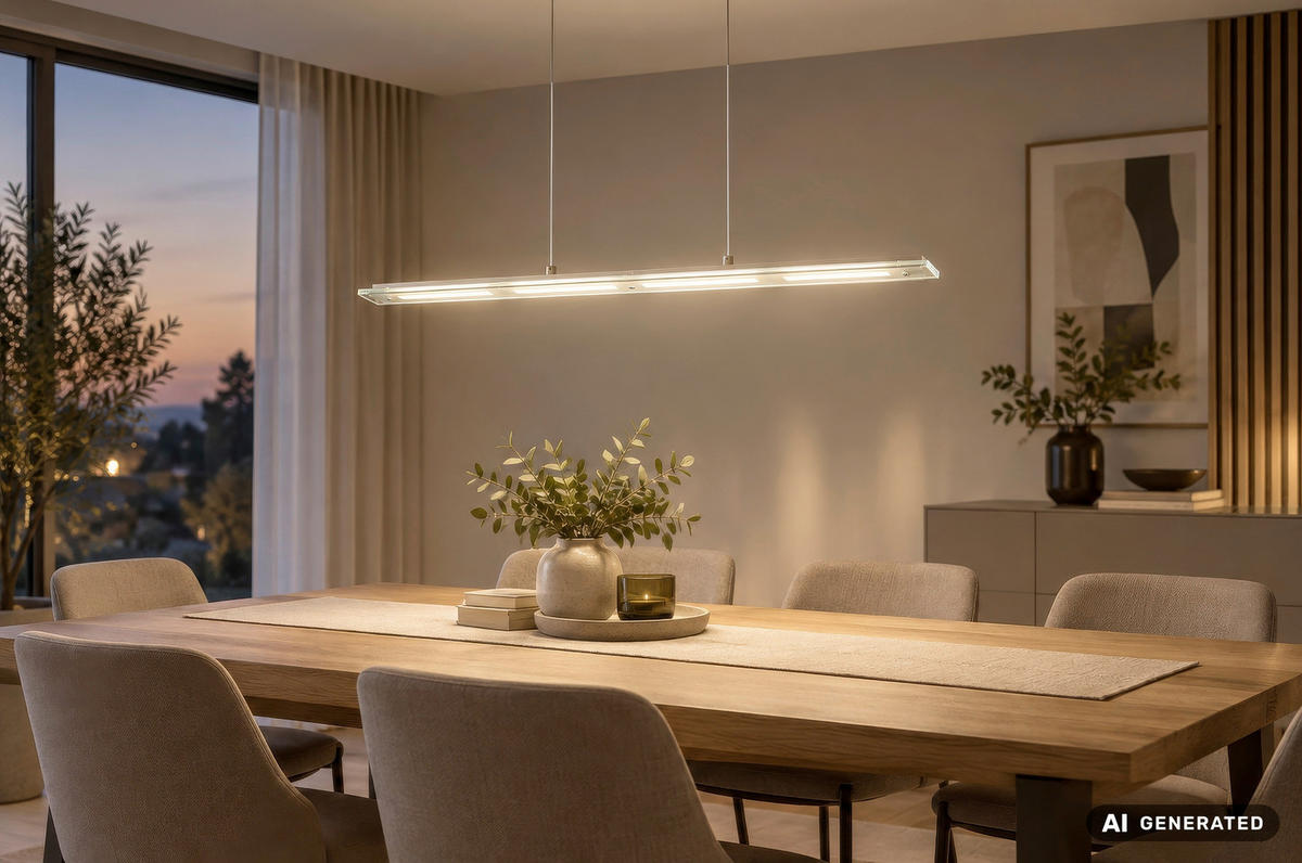 LED-HÄNGELEUCHTE Novak 115/9/150 cm  - Sandfarben/Klar, Design, Glas/Kunststoff (115/9/150cm) - Globo