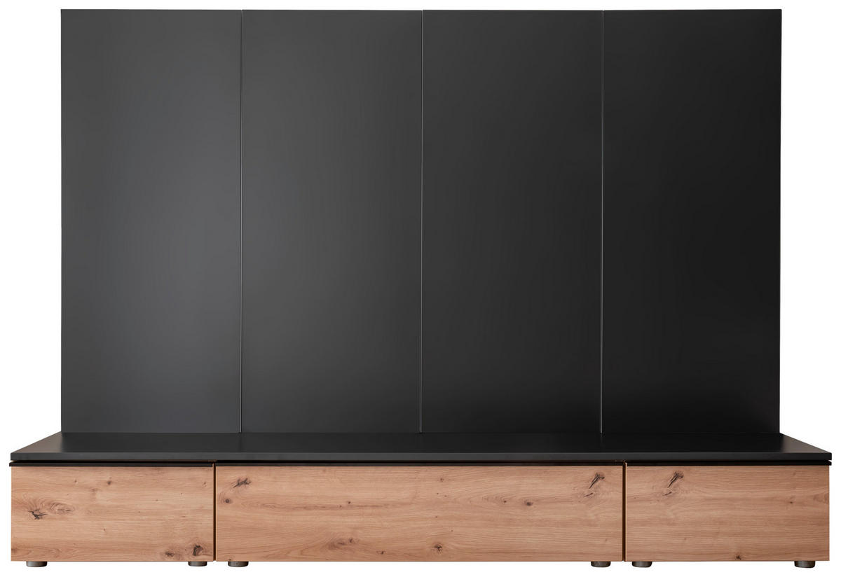 WOHNWAND  Anthrazit, Eiche Artisan 200/148/45 cm  - Anthrazit/Schwarz, Design, Holzwerkstoff/Kunststoff (200/148/45cm) - Moderano