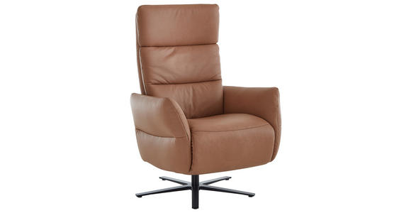 RELAXSESSEL in Leder Haselnussfarben  - Schwarz/Haselnussfarben, Design, Leder/Metall (82/119/85cm) - Dieter Knoll
