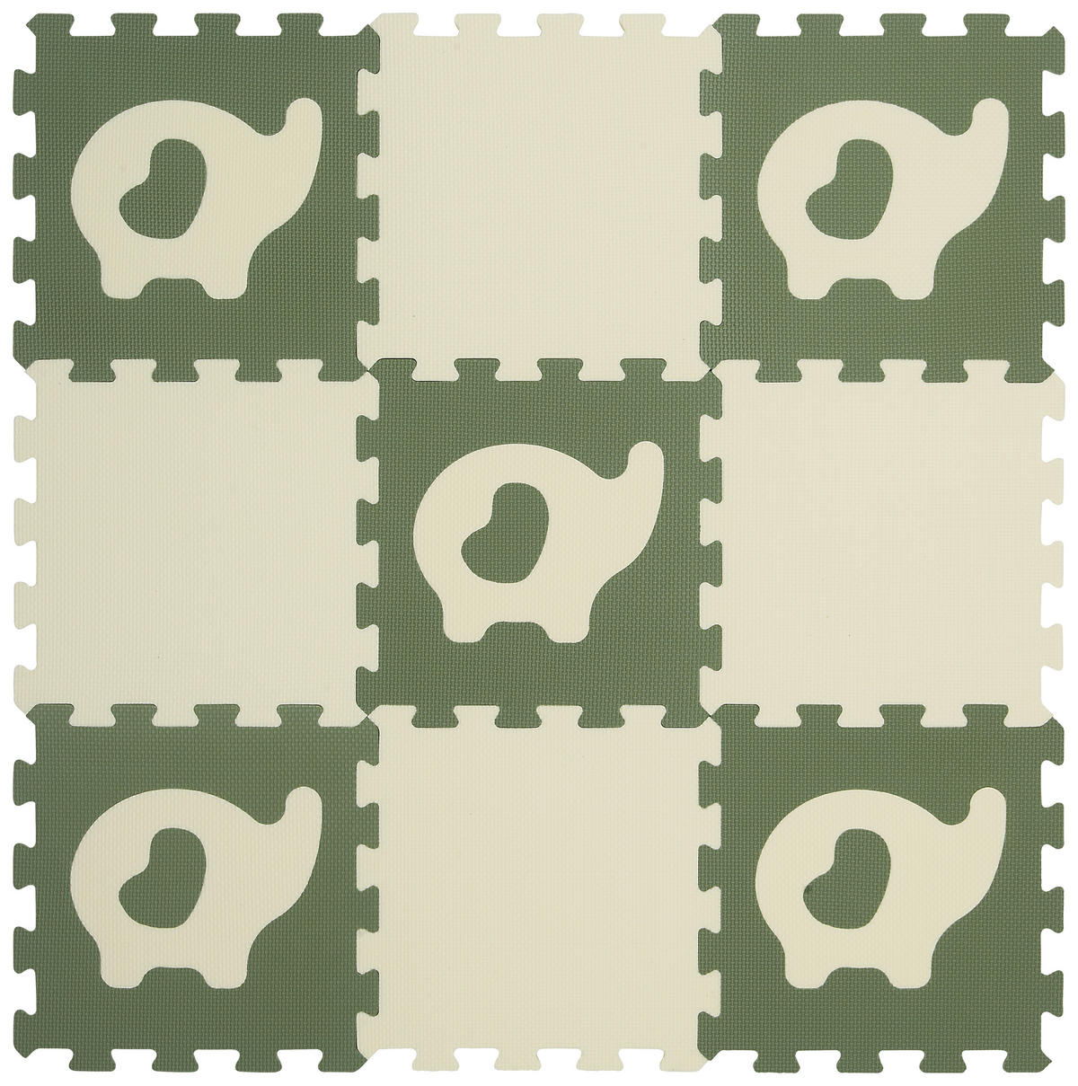 PODLAHOVÉ PUZZLE - zelená/béžová, Basics, plast (30/30/1cm) - My Baby Lou