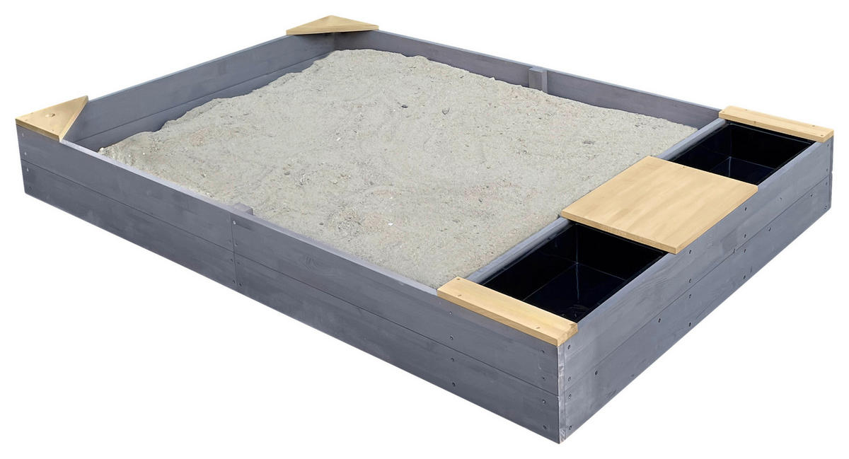 SANDKASTEN  - Braun/Grau, KONVENTIONELL, Holz (115/21,8/180cm) - Ambia Garden