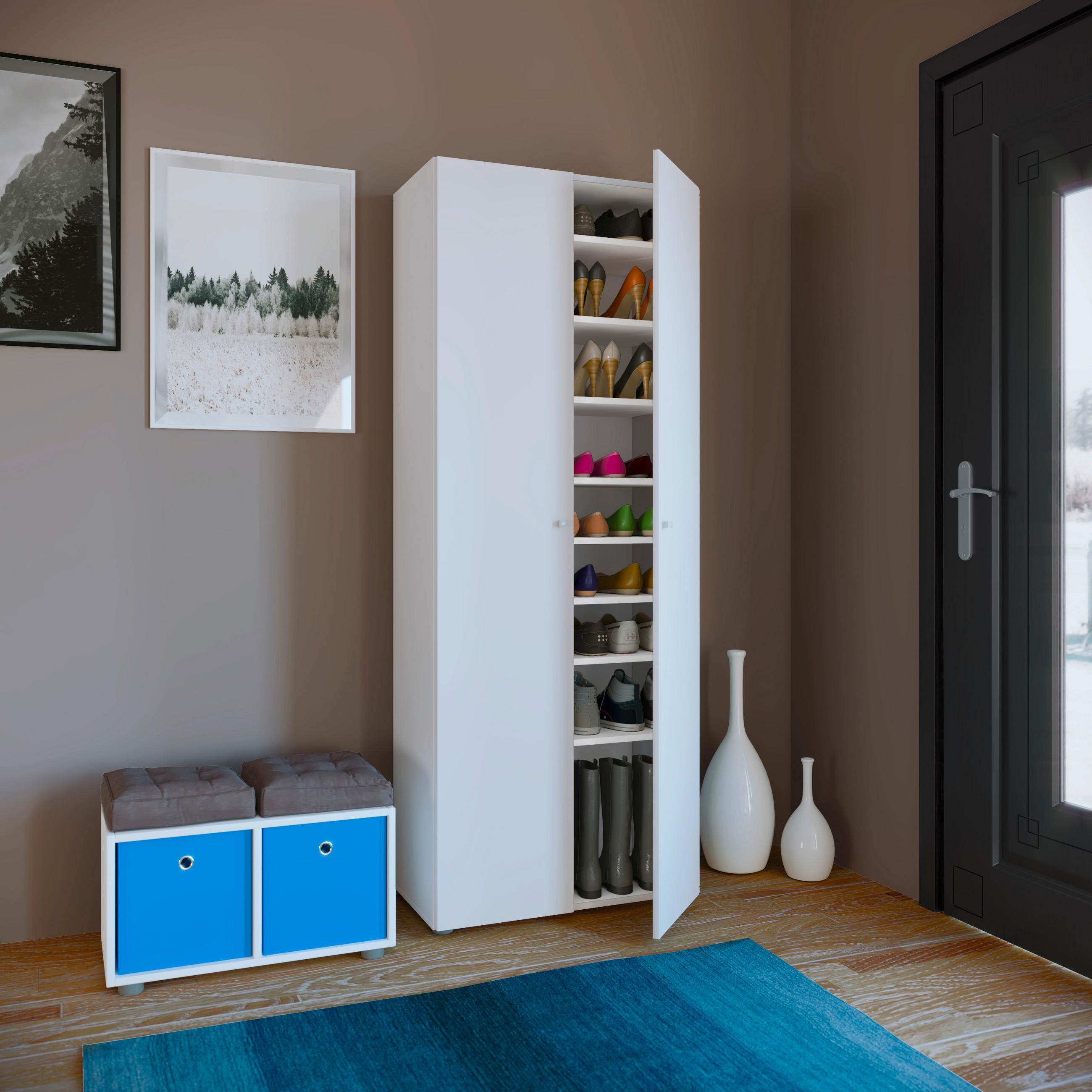 SKOSKÅP Vandol  i 71/180/39 cm  - vit/svart, Design, trämaterial/plast (71/180/39cm) - MID.YOU