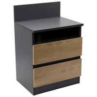 NACHTSCHRANK 39,7/59/32 cm, Anthrazit, Eiche Artisan,  - Anthrazit/Eiche Artisan, Basics, Holzwerkstoff (39,7/59/32cm) - Boxxx
