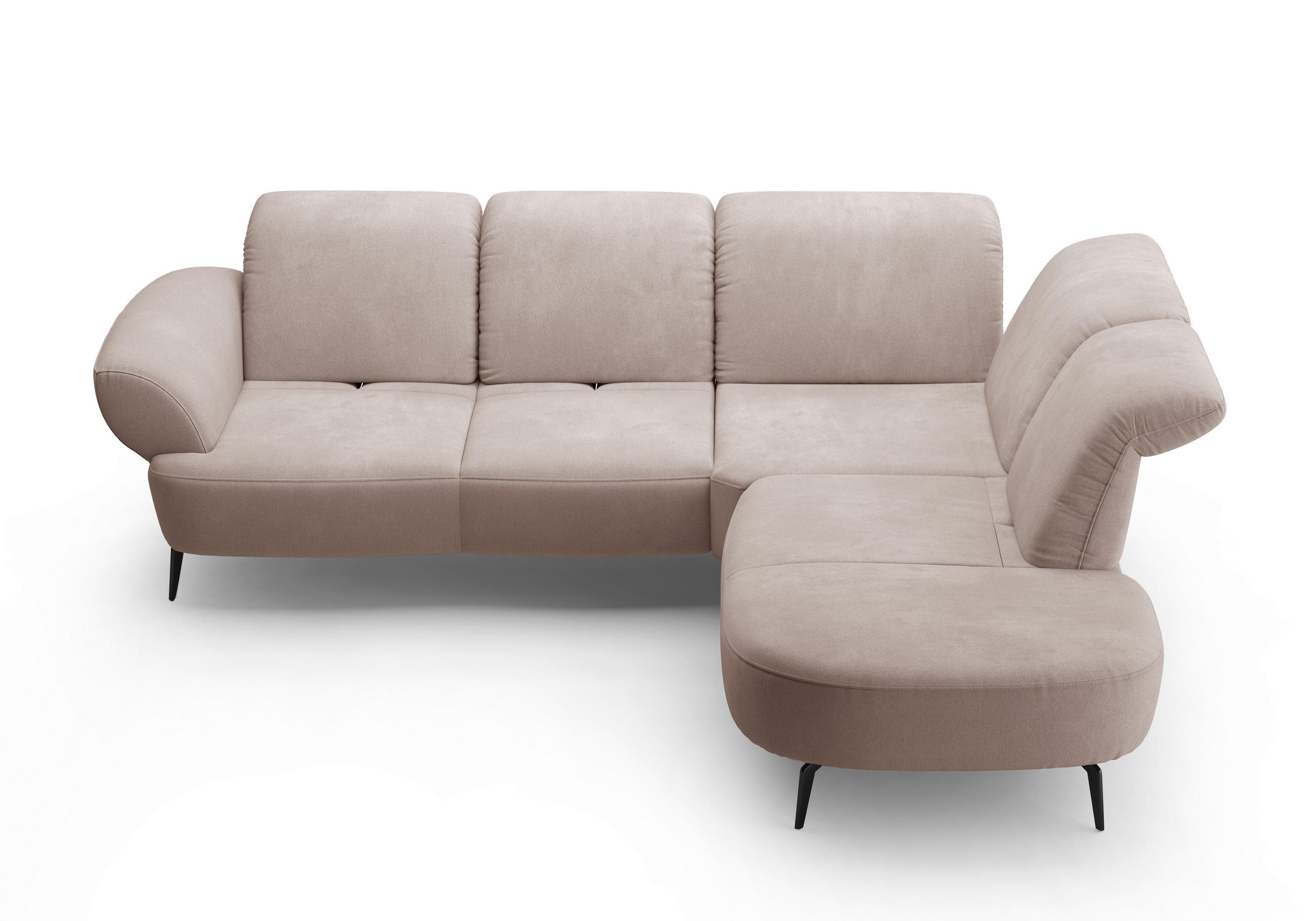 ECKSOFA in Flachgewebe Greige - Greige/Schwarz, Modern, Textil/Metall (302/270cm) - Sit & More