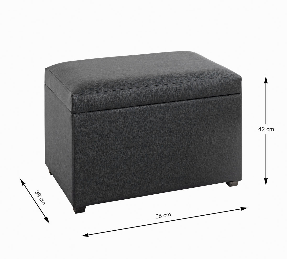 TRUHENBANK in Textil, Holzwerkstoff 58/42/39 cm  - Schwarz, Design, Holzwerkstoff/Textil (58/42/39cm)