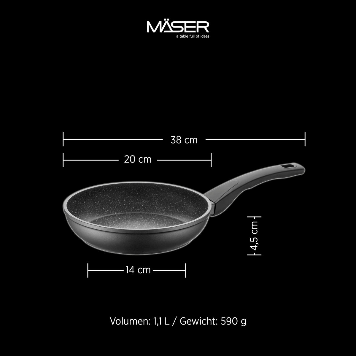 PFANNENSET LEONIS Aluminium 3-teilig  - Schwarz, Basics, Metall - Mäser