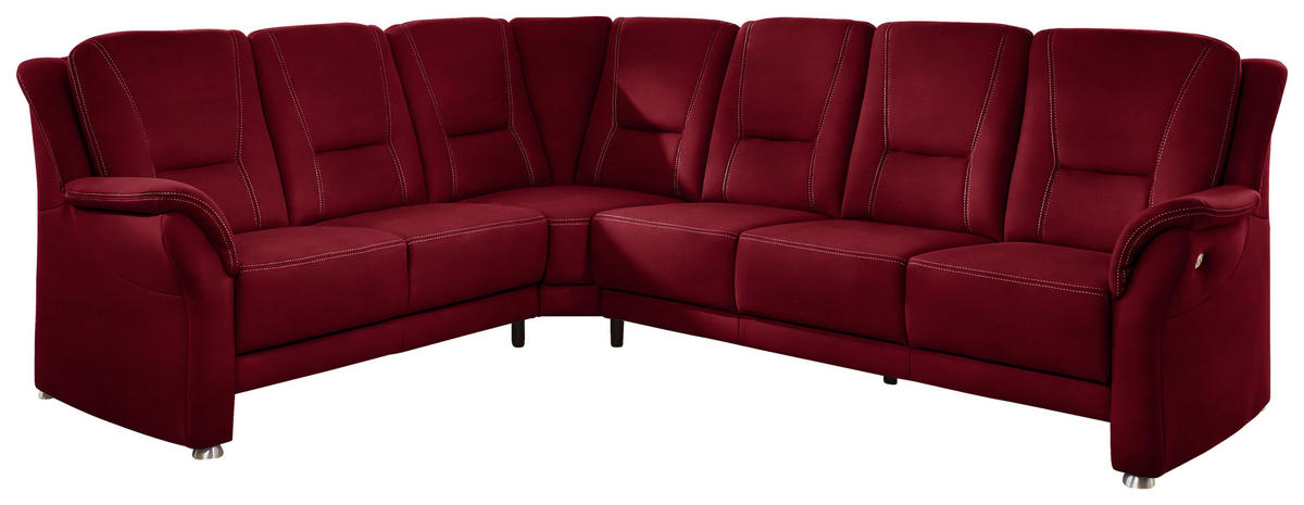 ECKSOFA in Mikrofaser Hellrot  - Hellrot/Beige, Konventionell, Textil/Metall (223/275cm) - Beldomo Comfort