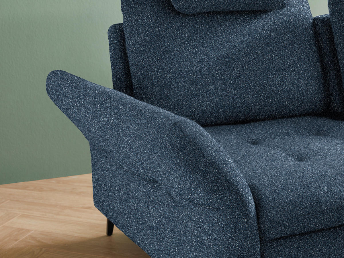 ECKSOFA in Bouclé Blau  - Blau/Schwarz, Natur, Textil/Metall (288/233cm) - Valnatura