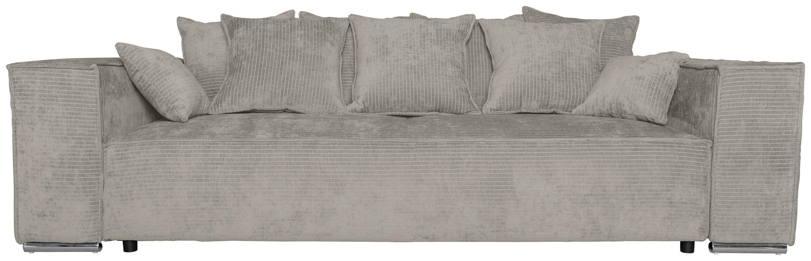 BIGSOFA  in Flachgewebe Creme  - Chromfarben/Creme, KONVENTIONELL, Textil/Metall (256/68/122cm) - Carryhome