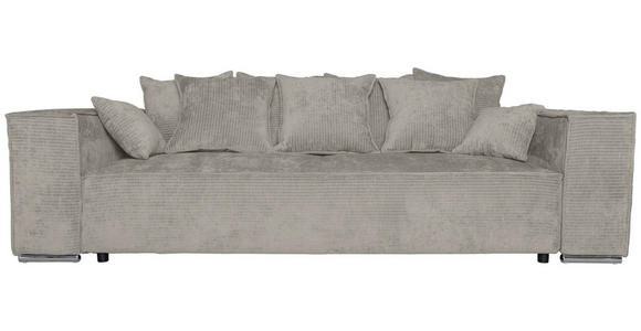 BIGSOFA  in Flachgewebe Creme  - Chromfarben/Creme, KONVENTIONELL, Textil/Metall (256/68/122cm) - Carryhome