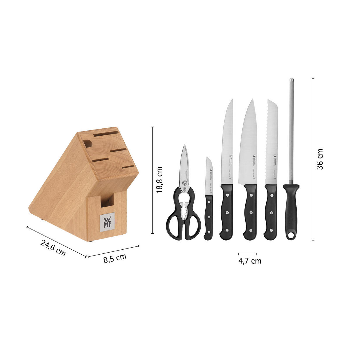 MESSERBLOCK 7-teilig  - Buche Kolonial, Basics, Holz - WMF