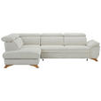 ECKSOFA MERCURY in Chenille Creme  212/287 cm  - Eichefarben/Creme, MODERN, Holz/Textil (212/287cm) - Valnatura